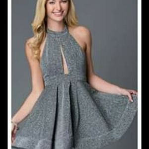 Luxxel Silver Short Prom Dress